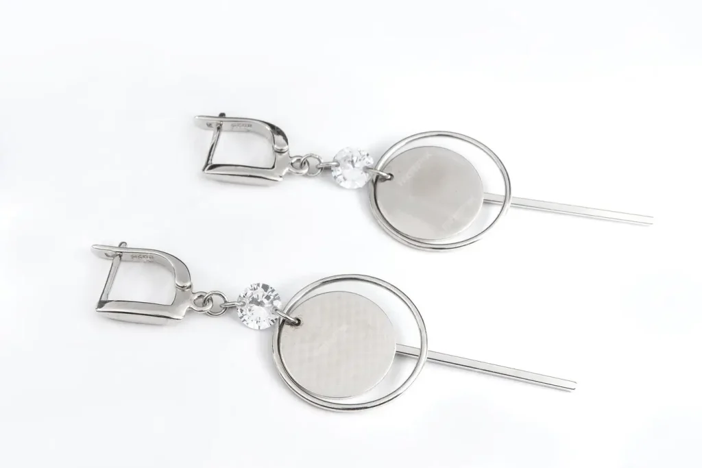 luxury silver round earrings big jewelry women isolated white background clipping path included 308547 13625
