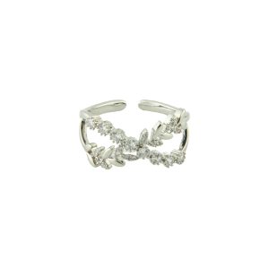 انگشتر دخترانه طرح برگ ضربدری